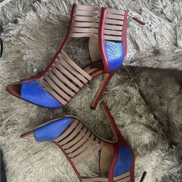 BRIAN ATWOOD Caged Gladiator Heels Langden shoes colorblock sandals open toe - Picture 8 of 11